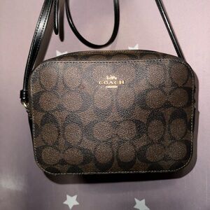 Coach mini camera bag in signature canvas